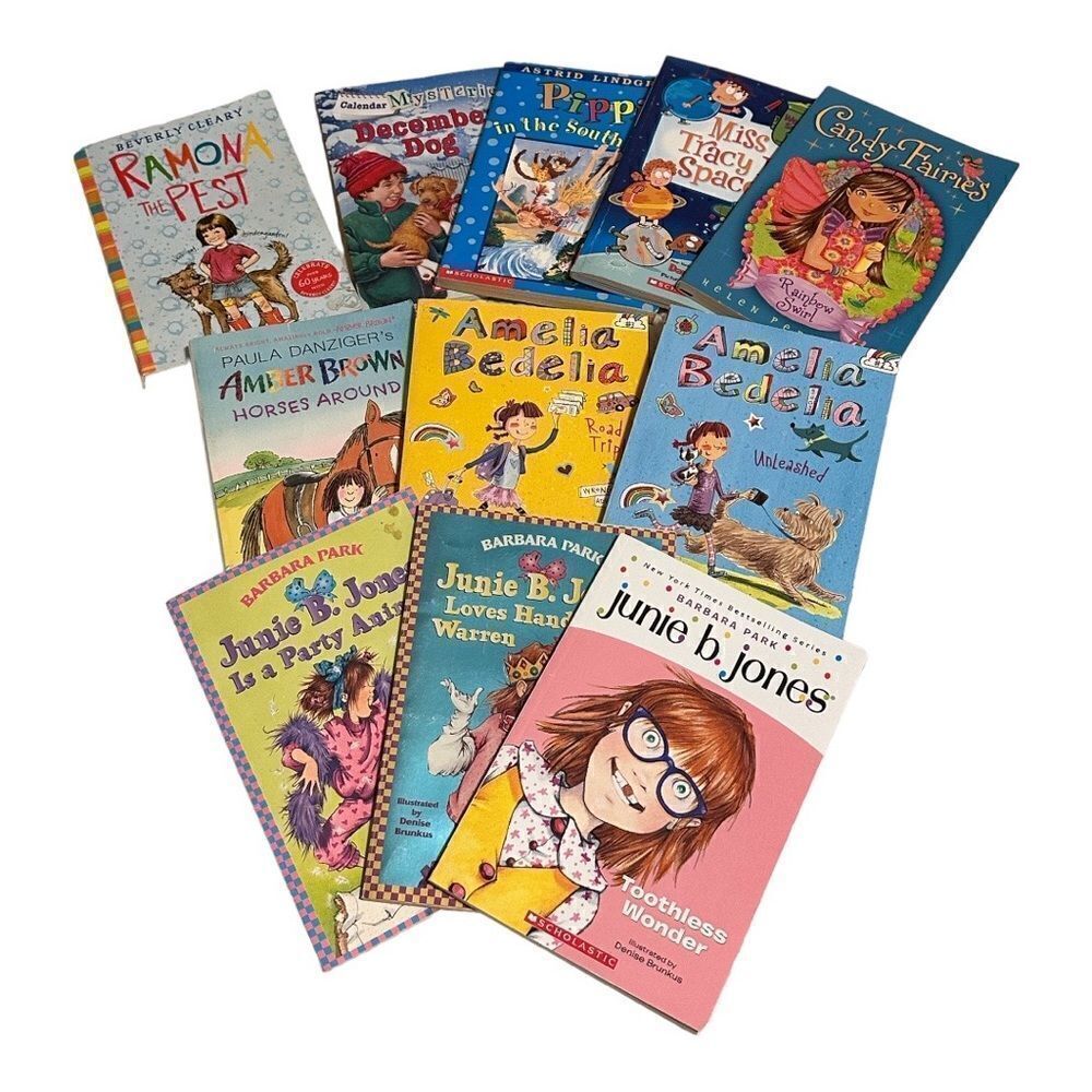 11 Young reader books lot, bundle, Julie B Jones, Amber Brown, pippi,